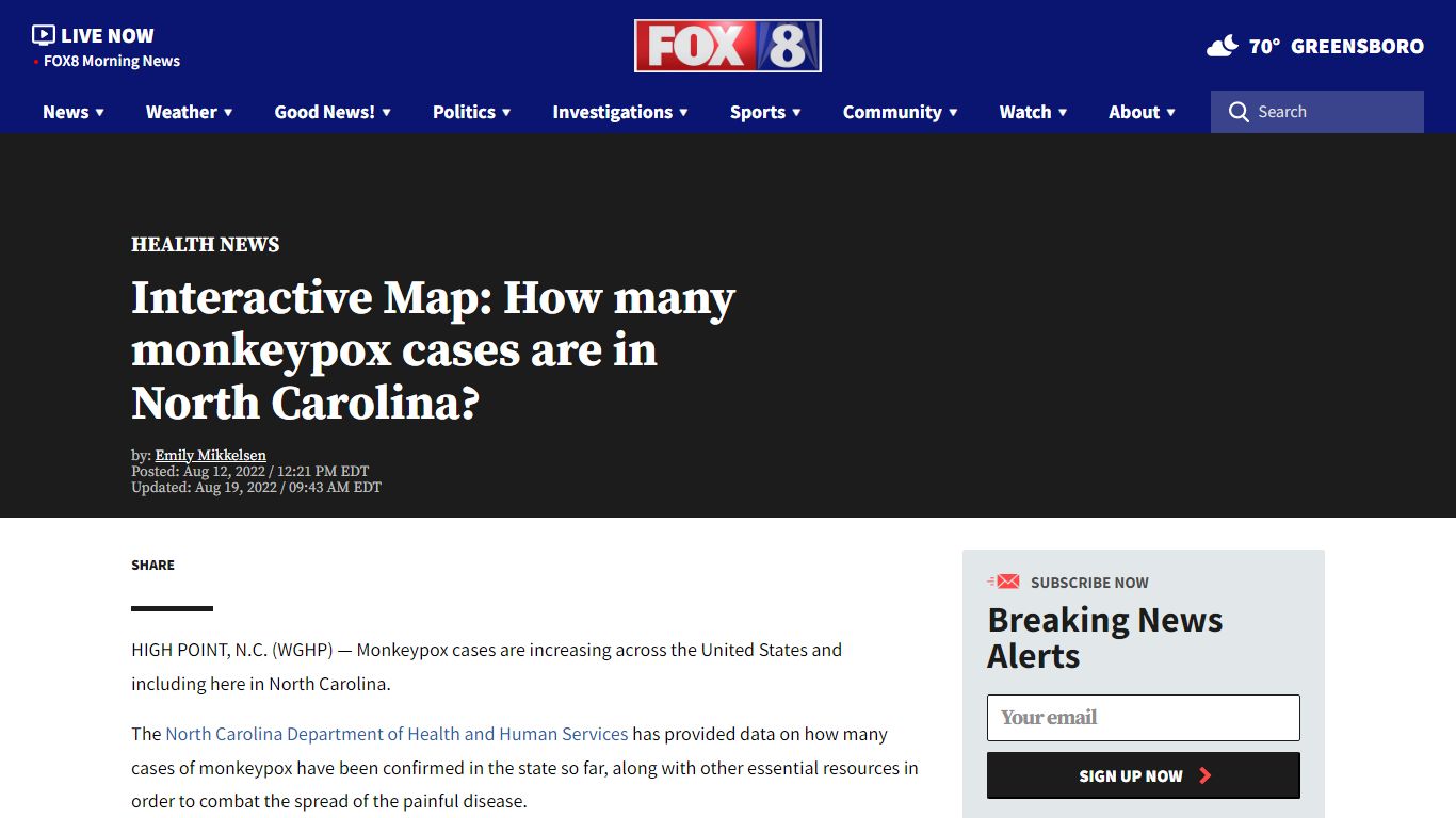 Interactive Map: How many monkeypox cases are in North Carolina?