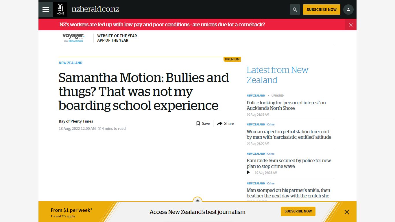 Samantha Motion: Bullies and thugs? That was not my boarding school ...